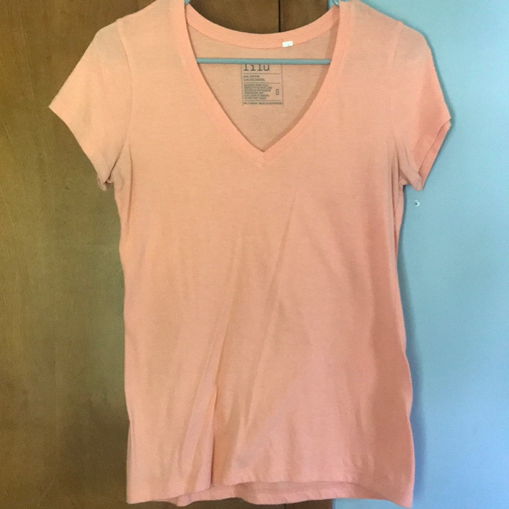 Orange/coral V neck tee